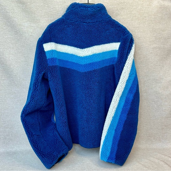 Faherty Apres Dream Fleece Sherpa Jacket – Chevron Blue Multi Stripe - Picture 6 of 10